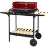 "Outsunny" medžio anglių kepsninė iš metalo BBQ rūkykla su ratukais, reguliuojamo aukščio grotelės, malkų stovas, mobili kepsninė ant vežimėlio, medžio anglių kepsninė, medžio anglių kepsninė, skirta kepsniams stovyklaujant, terasoje, 103x47x95 cm