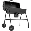 Outsunny metalinis anglies grilis, BBQ rūkykla su dangčiu, termometru, ratukais ir reguliuojama anglių talpykla, kilnojamas anglies grilis, kepsninė stovyklavimui, terasai, 95x71,5x102 cm