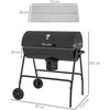 Outsunny metalinis anglies grilis, BBQ rūkykla su dangčiu, termometru, ratukais ir reguliuojama anglių talpykla, kilnojamas anglies grilis, kepsninė stovyklavimui, terasai, 95x71,5x102 cm