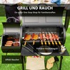 Outsunny anglių kepsninė iš plieno BBQ rūkykla su dangčiu termometras ratai lentyna mobilus kepsninės vežimėlis su oro tiekimo anglių dėklu, anglių kepsninė anglių kepsninės vežimėlis kepsninei, sodui 109x60x120 cm