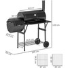 Outsunny anglių kepsninė iš plieno BBQ rūkykla su dangčiu termometras ratai lentyna mobilus kepsninės vežimėlis su oro tiekimo anglių dėklu, anglių kepsninė anglių kepsninės vežimėlis kepsninei, sodui 109x60x120 cm