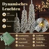 Apsnigtų dirbtinių kalėdinių eglučių rinkinys su šiltai baltu LED apšvietimu, žalias, 90–150 cm, 3 vnt.