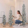 Apsnigtų dirbtinių kalėdinių eglučių rinkinys su šiltai baltu LED apšvietimu, žalias, 90–150 cm, 3 vnt.