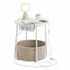 Songmics Apvalus staliukas su audinio krepšiu