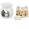 Aromatinės lempos rinkinys su 3 vanilės kvapo aliejais, baltas, 7,5 × 7,5 × 7,5 cm, 6 dalių