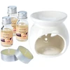 Aromatinės lempos rinkinys su 3 vanilės kvapo aliejais, baltas, 7,5 × 7,5 × 7,5 cm, 6 dalių