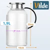 Ąsotis su dangčiu, skaidrus, 1,9 l