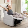 HOMCOM poilsio fotelis, TV fotelis su atlošimo funkcija, paminkštintas fotelis su kojų atrama, lino išvaizdos poilsio kėdė svetainei, miegamajam iki 150 kg, šviesiai pilka