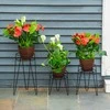 „Outsunny“ metalinis gėlių stovas, 3 dalių rinkinys, augalų stovų rinkinys, gėlių vazonų laikikliai iki Ø16 cm skersmens vazonams, juodas
