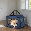 Songmics Augintinio transporto dėžė sulankstoma 50x35x35 cm tamsiai mėlyna