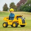 AIYAPLAY vaikiškas elektrinis traktorius 12V, sėdimas traktorius su 2,4 GHz nuotolinio valdymo pulteliu, kaušu, kastuvu, elektromobilis su muzika, garsiakalbiais, žibintais, 3-5 km/h, 3-6 metų vaikams, geltonas