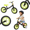 Balansinis dviratukas su reguliuojamu vairu ir balneliu, juodas ir neoninės geltonos spalvos, 78 cm ilgio