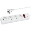 Blow PR-470WSP/USB 4 lizdų maitinimo prailgintuvas + USB su įžeminimu + jungikliu 3 m, baltas, 3x1.5 mm