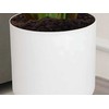 Baltas plastikinis vazonas su medinėmis kojelėmis 24 cm
