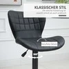 HOMCOM baro kėdės, 2 vnt. komplektas, baro kėdė, kėdė prekystaliui, bistro kėdė, virtuvės kėdė, pasukama kėdė, su atlošu, PU apmušalai, juodos spalvos
