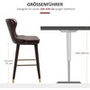 HOMCOM baro kėdžių rinkinys, 2 vnt., elegantiška baro kėdė su kojų atrama ir atlošu, bistro kėdė, valgomojo kėdė, PU oda, ruda, 52x53x101 cm