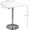 HOMCOM reguliuojamo aukščio baro stalas, besisukantis 360°, nesibraižančios kojelės, stabilus metalinis pagrindas, baltas