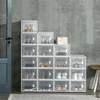 HOMCOM 18 dalių batų dėžučių rinkinys, batų organizatorius su magnetinėmis durelėmis, batų dėžutė su dangteliu, batų laikymo dėžė iš plastiko, skirta batams iki 45 dydžio, skaidri ir balta