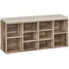 Songmics Vasagle Batų lentyna su sėdyne 30 x 104 x 48 cm kupranugario rudos spalvos