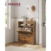 Songmics Batų spintelė, 2 durelės, atviras skyrius vintage ruda 24x80x102 cm