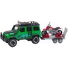 Lean Toys Bekelės automobilio rinkinys su priekaba ir motociklu, šviesos ir garsai, žalias