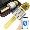 Belaidis mikrofonas su Bluetooth ir karaoke garsiakalbiu bei dėklu, 22 cm, auksinis
