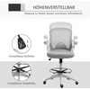 Vinsetto biuro kėdė ergonomiška rašomojo stalo kėdė su pakeliamais porankiais ir reguliuojama kojų atrama, reguliuojamo aukščio sukama kėdė su siūbavimo funkcija, tinklelio danga, šviesiai pilka