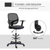 Vinsetto ergonominė biuro kėdė, darbo kėdė, sukamoji kėdė, kėdė piešimui, reguliuojamas kojų žiedas, iki 120 kg, juoda, 60x56x110-132 cm
