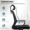 "HOMCOM" biuro kėdė Ergonomiška biuro kėdė su porankiu, reguliuojamu galvos atlošu, reguliuojamo aukščio tinklinė pasukama kėdė su supimo funkcija, juoda