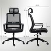 "HOMCOM" biuro kėdė Ergonomiška biuro kėdė su porankiu, reguliuojamu galvos atlošu, reguliuojamo aukščio tinklinė pasukama kėdė su supimo funkcija, juoda