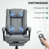 HOMCOM biuro kėdė su masažo funkcija, ergonomiška darbo kėdė su atlošimo funkcija, reguliuojamo aukščio pasukama kėdė su kojų atrama, pilka