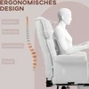 "HOMCOM" biuro kėdė, ergonomiška darbo kėdė su atlošimo funkcija, juosmens pagalvėle, reguliuojamo aukščio kompiuterio kėdė su atramomis kojoms, sukimosi funkcija, skirta namų biurui, odos imitacija, balta