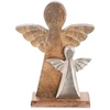 Dekoratyvinė figūrėlė su dviem angelais iš mango medienos, ruda, 23 × 6 × 32,5 cm