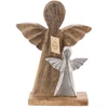 Dekoratyvinė figūrėlė su dviem angelais iš mango medienos, ruda, 23 × 6 × 32,5 cm