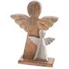 Dekoratyvinė figūrėlė su dviem angelais iš mango medienos, ruda, 23 × 6 × 32,5 cm