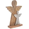 Dekoratyvinė figūrėlė su dviem angelais iš mango medienos, ruda, 23 × 6 × 32,5 cm