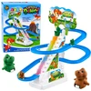Lean Toys Dinozaurų trasa su judančiais laiptais ir šviesos efektais, 19,5 × 15 × 8,5 cm