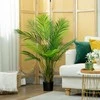 HOMCOM Dirbtinė palmė, 120cm, dirbtinis augalas, plastikiniai dirbtiniai augalai vazone, skirti svetainei, biurui