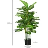 Dirbtinė diefenbachija su lenkiamomis šakomis ir cementiniu vazonu, žalia, 120 cm