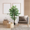 Dirbtinis augalas HOMCOM, 150 cm, su vazonu, dirbtinės samanos, dirbtinis Ficus medis, kambarinis augalas svetainei, žalias