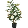 Dirbtinis rožių medis, keturių stiebų, atsparus UV spinduliams, baltas, 90 cm