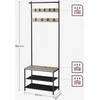 Songmics Vasagle Drabužių lentyna su 9 kabliukais 32,2 x 64 x 180 vintažinė ruda-juoda