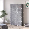 HOMCOM DIY drabužių spinta, lentynų sistema su 2 dideliais ir 9 mažais kubais, modulinė lentyna, batų lentyna, knygų ir žaislų laikymo lentyna, juoda, 111 x 47 x 183 cm