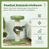 PawHut Katės medis 91cm Žaidimų medis su katės lova, platforma avikailis Žalias