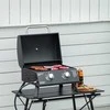 "Outsunny" stalo kepsninė Mobili dujinė kepsninė BBQ su 2 degikliais, kepsninės tinklas, lauko, nerūdijantis plienas, juoda, 55x46.5x41cm, maža, piknikas