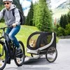 PawHut šunų priekaba dviračių priekaba šunų transporteris dviratis balta+juoda 130x73x90cm