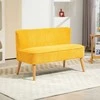 HOMCOM dvivietė sofa, minkšta sofa, dviguba sofa, gofruoto poliesterio ir porolono sofa svetainei, miegamajam, 117 x 56,5 x 77 cm, geltona
