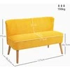 HOMCOM dvivietė sofa, minkšta sofa, dviguba sofa, gofruoto poliesterio ir porolono sofa svetainei, miegamajam, 117 x 56,5 x 77 cm, geltona