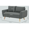HOMCOM dvivietė sofa su 2 pagalvėlėmis, minkšta sofa su 54 cm itin giliomis sėdynėmis, kordine medžiaga aptraukta sofa, maža sofa su mediniu rėmu, dvivietė sofa svetainei, miegamajam, biurui, 145 x 75 x 78 cm, tamsiai pilka