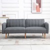HOMCOM sofa-lova, dvivietė, su miegojimo funkcija, lino išvaizdos poliesteris, gumamedis, pilka, 173x75x73 cm